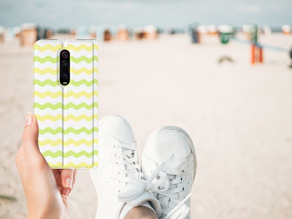 Xiaomi Mi 9T Pro Hoesje met Magneet Waves Yellow - B2C Telecom