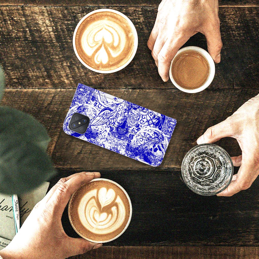 Mobiel BookCase OPPO Reno4 Z 5G Angel Skull Blauw - B2C Telecom