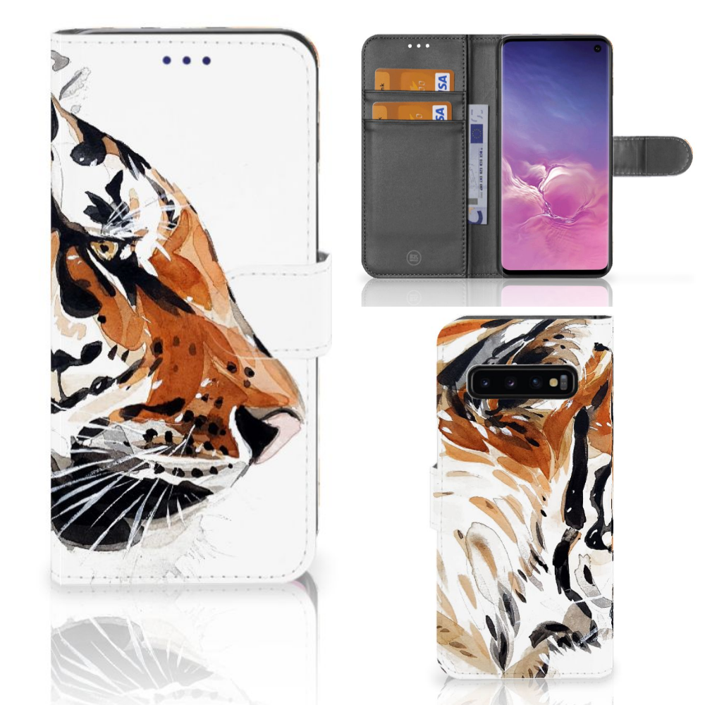Hoesje Samsung Galaxy S10 Watercolor Tiger