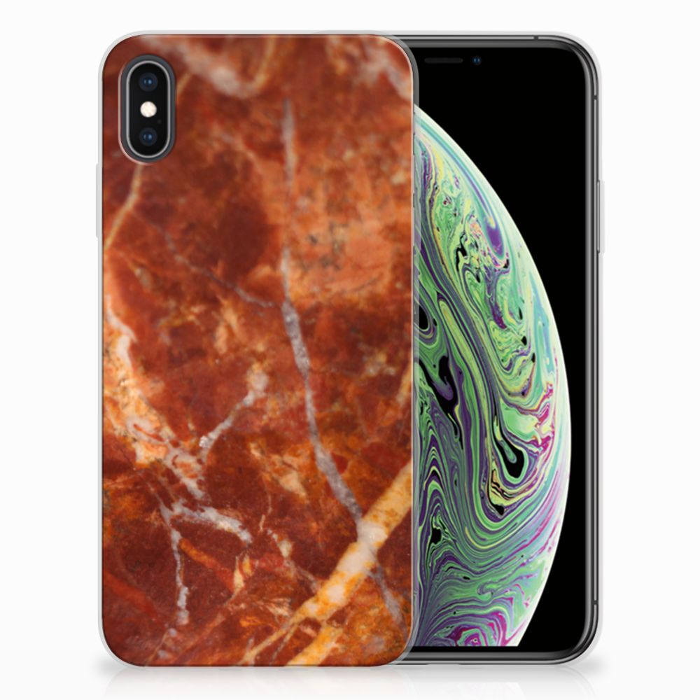 Apple iPhone Xs Max TPU Siliconen Hoesje Marmer Bruin