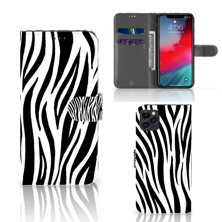 Apple iPhone 11 Pro Max Telefoonhoesje met Pasjes Zebra