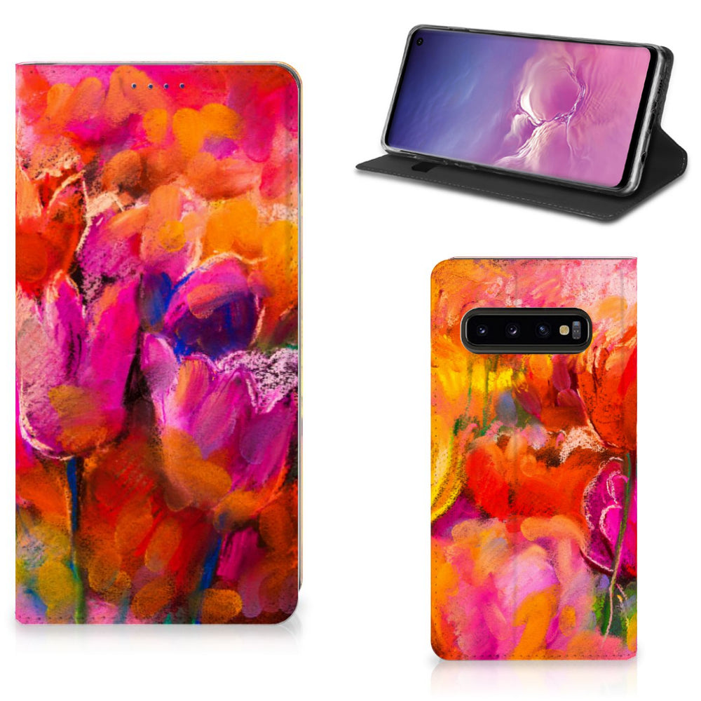 Bookcase Samsung Galaxy S10 Tulips