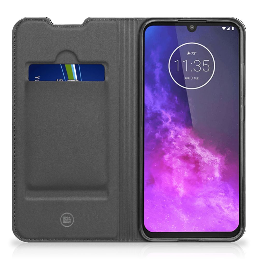 Motorola One Zoom Standcase Marmer Zwart - Origineel Cadeau Vader - B2C Telecom
