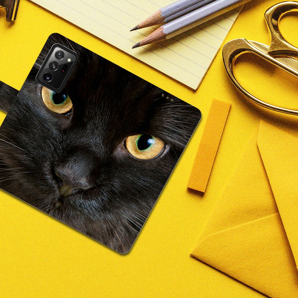 Samsung Galaxy Note20 Ultra Telefoonhoesje met Pasjes Zwarte Kat