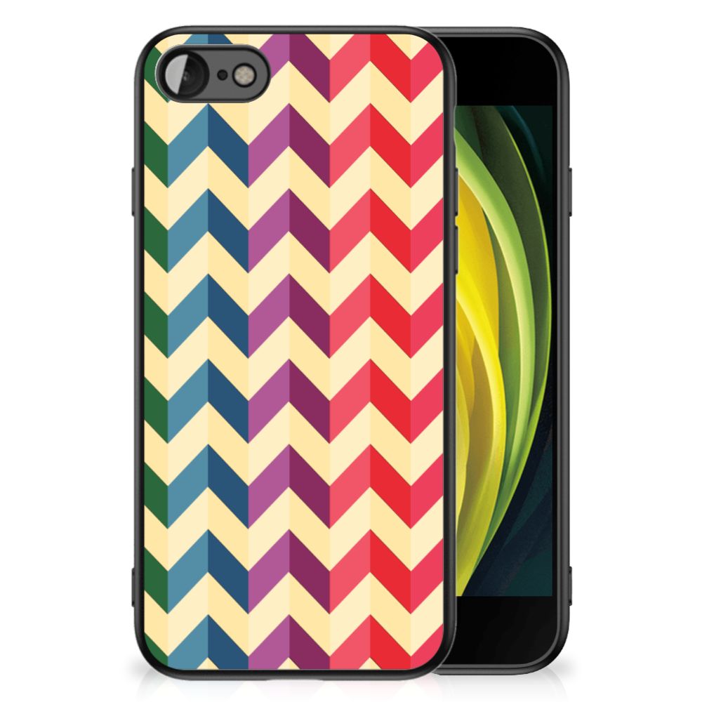 iPhone SE 2022 | SE 2020 | 7/8 Back Case Zigzag Multi Color design with vibrant zigzag pattern.