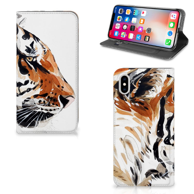 Bookcase Apple iPhone Xs Max Watercolor Tiger