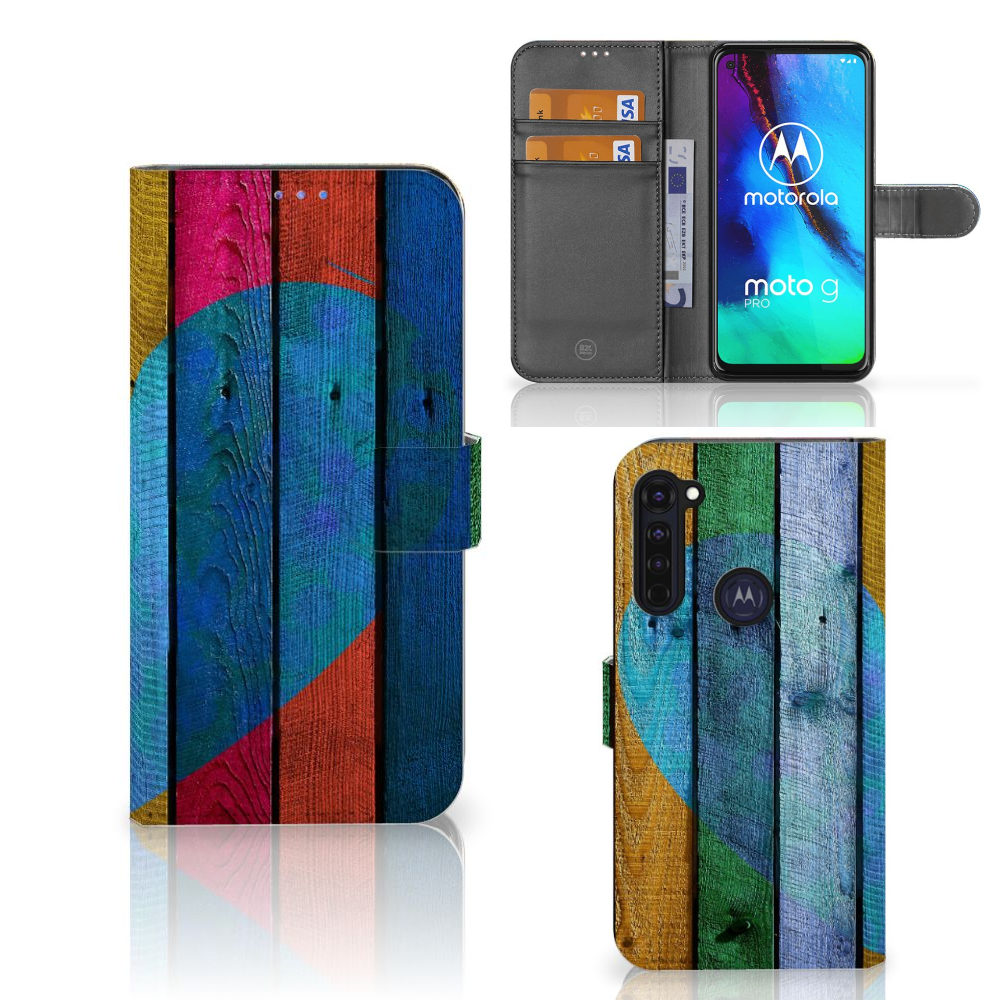 Motorola Moto G Pro Book Style Case Wood Heart - Cadeau voor je Vriend
