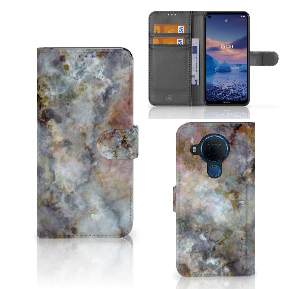 Nokia 5.4 Bookcase Marmer Grijs