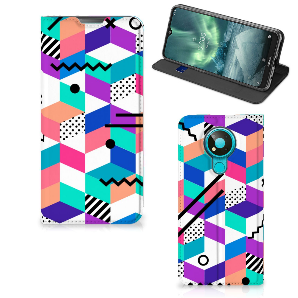 Nokia 3.4 Stand Case Blokken Kleurrijk - B2C Telecom