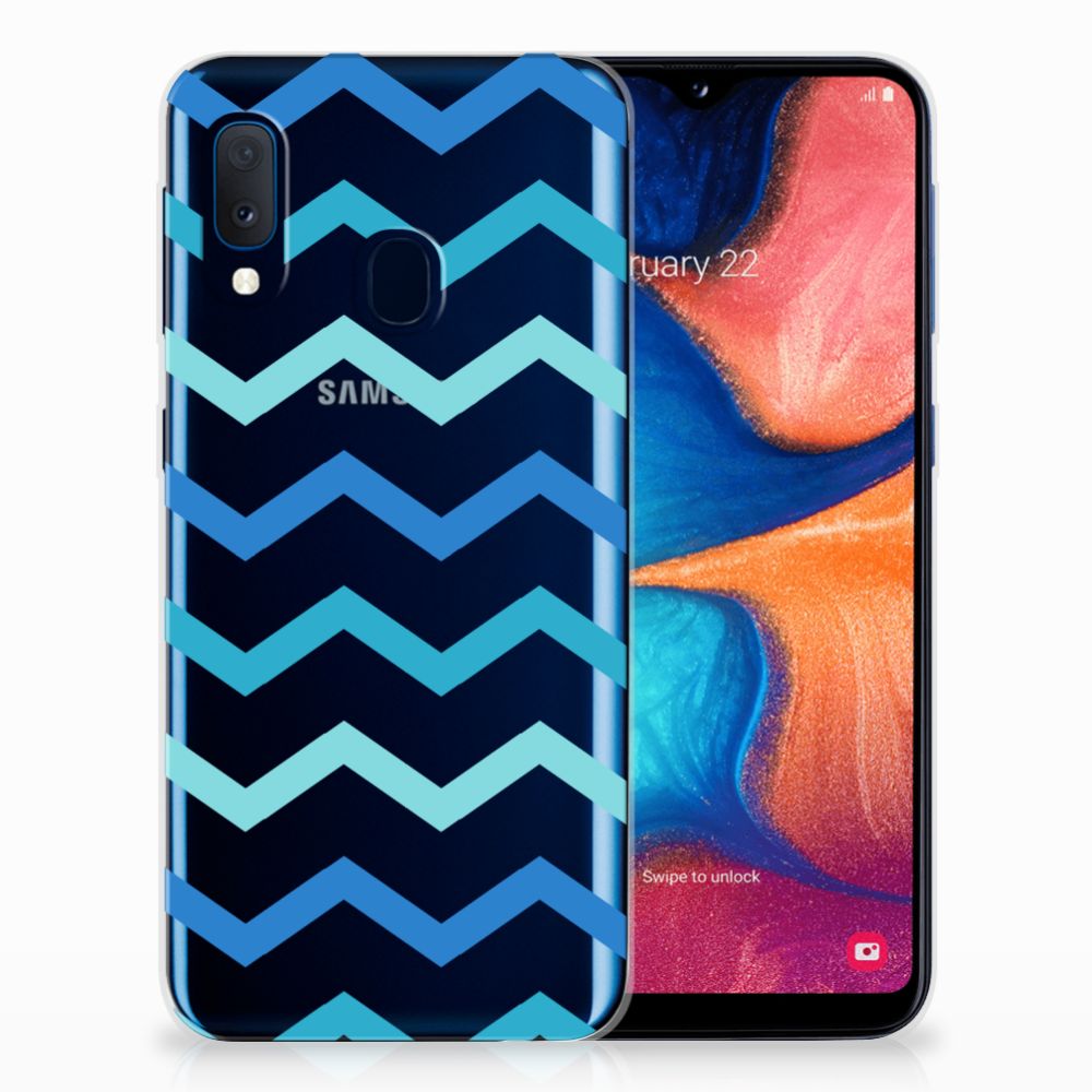 Samsung Galaxy A20e TPU bumper Zigzag Blauw