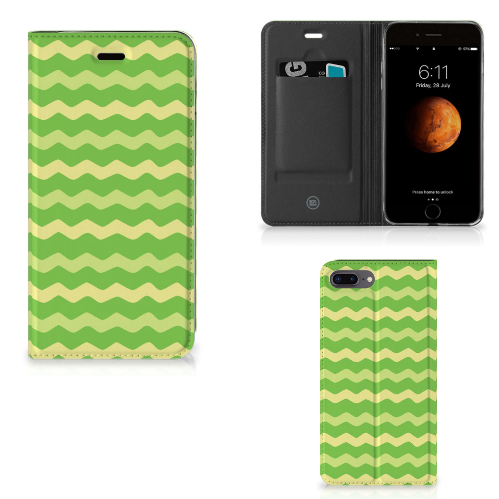 Apple iPhone 7 Plus | 8 Plus Hoesje met Magneet Waves Green