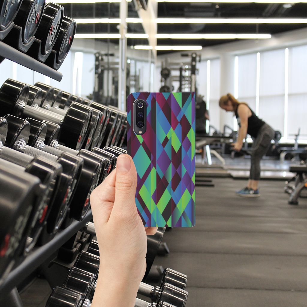 Xiaomi Mi 9 Stand Case Abstract Green Blue