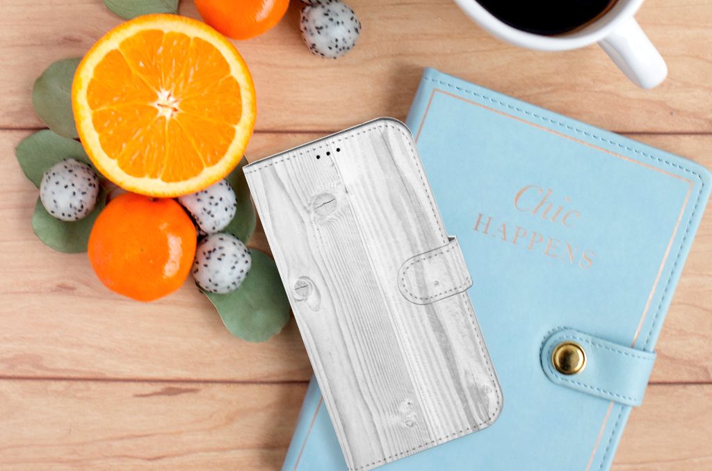 iPhone 14 Plus Book Style Case White Wood