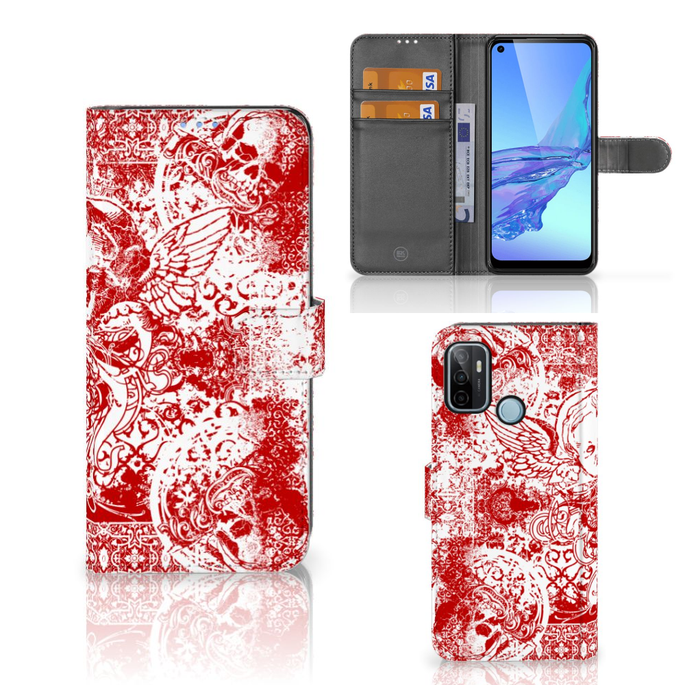 Telefoonhoesje met Naam OPPO A53 | OPPO A53s Angel Skull Rood