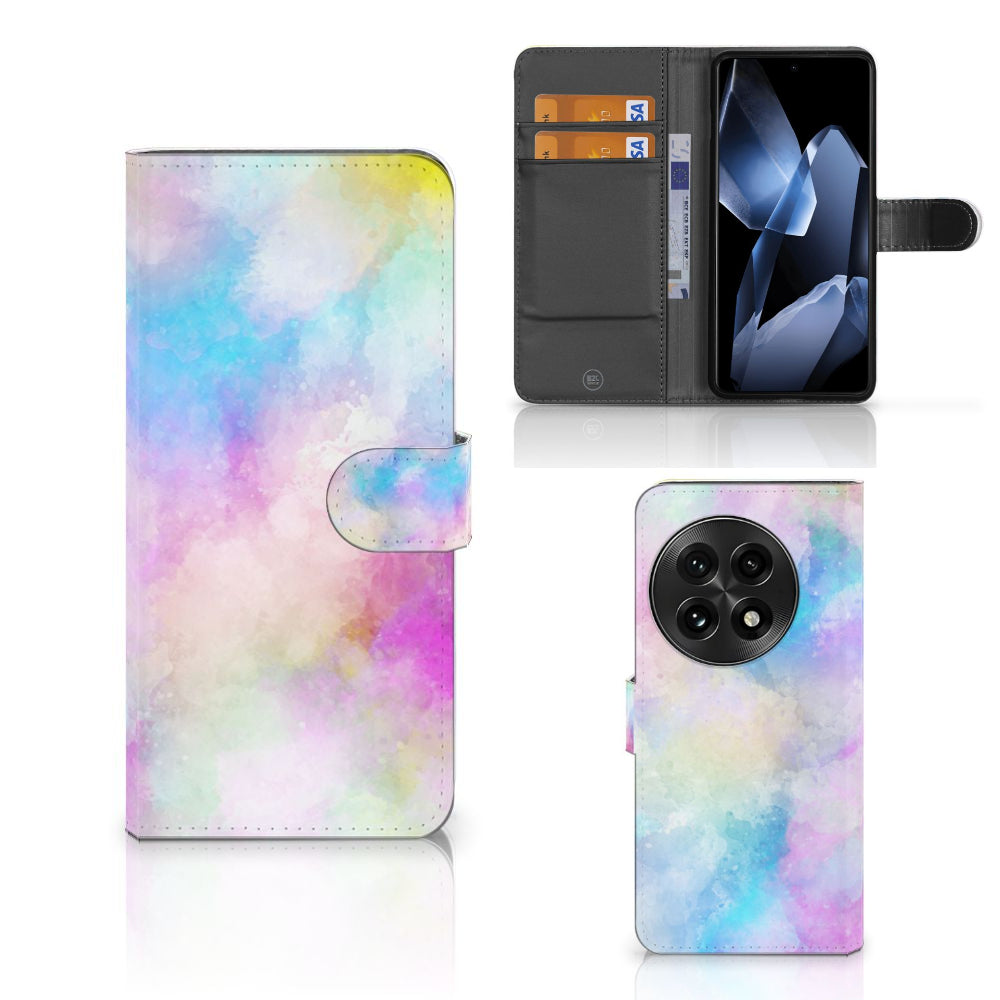 Hoesje OnePlus 13 Watercolor Light in pastel kleuren met pasjeshouder en unieke uitstraling.