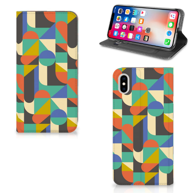 Apple iPhone Xs Max Hoesje met Magneet Funky Retro