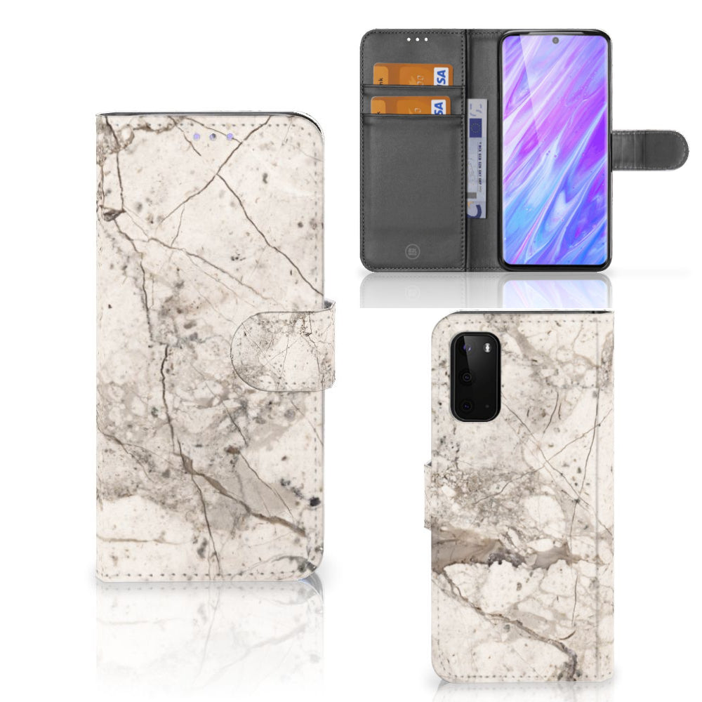 Samsung Galaxy S20 Bookcase Marmer Beige