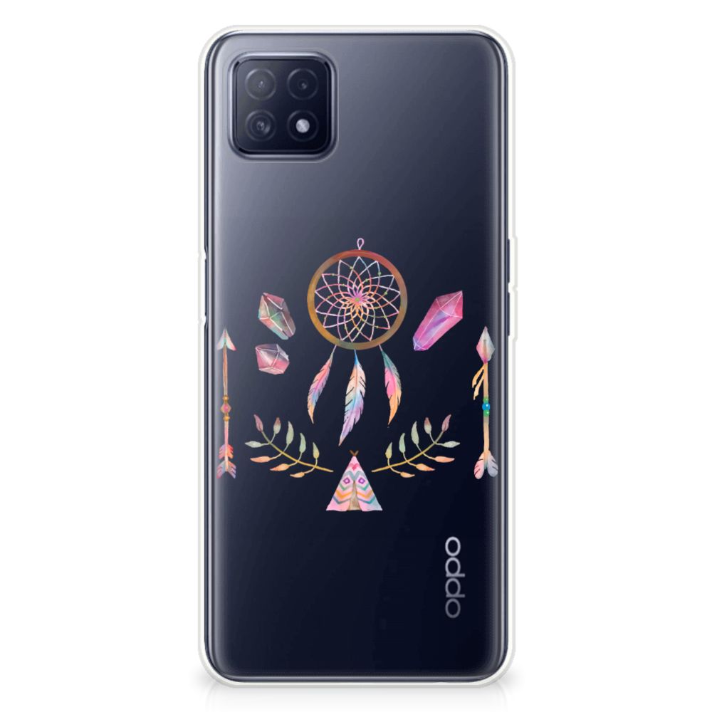 OPPO A53 5G | OPPO A73 5G Telefoonhoesje met Naam Boho Dreamcatcher B2C Telecom