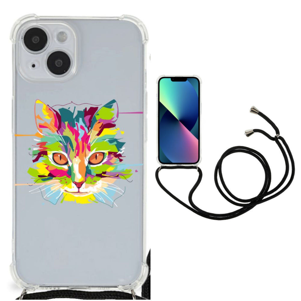 iPhone 14 Stevig Bumper Hoesje Cat Color