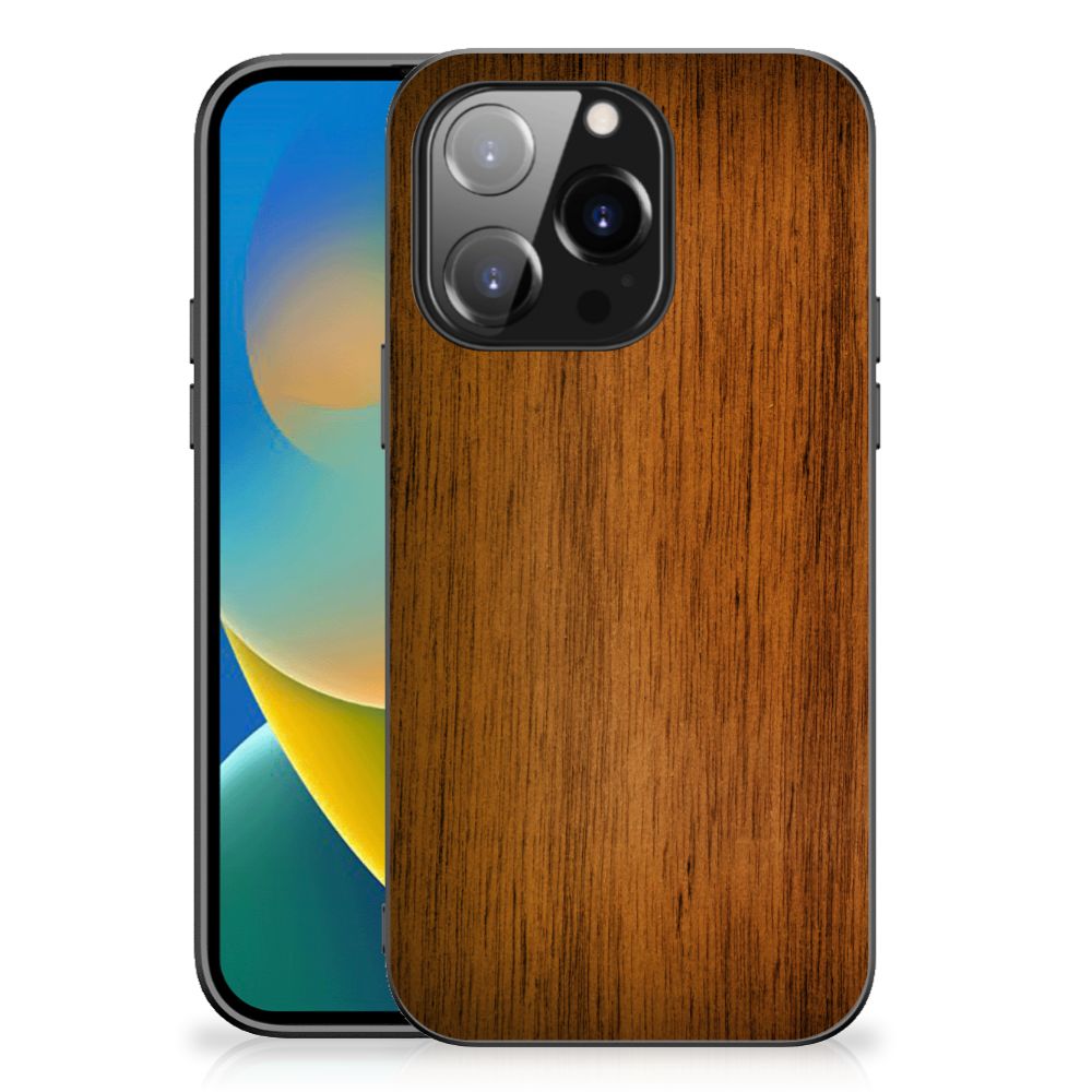 iPhone 14 Pro Houten Print Telefoonhoesje Donker Hout B2C Telecom