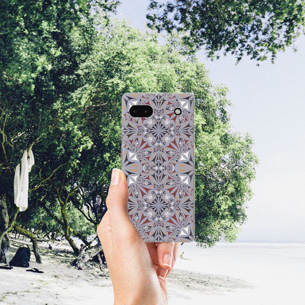Google Pixel 6A TPU Siliconen Hoesje Flower Tiles B2C Telecom