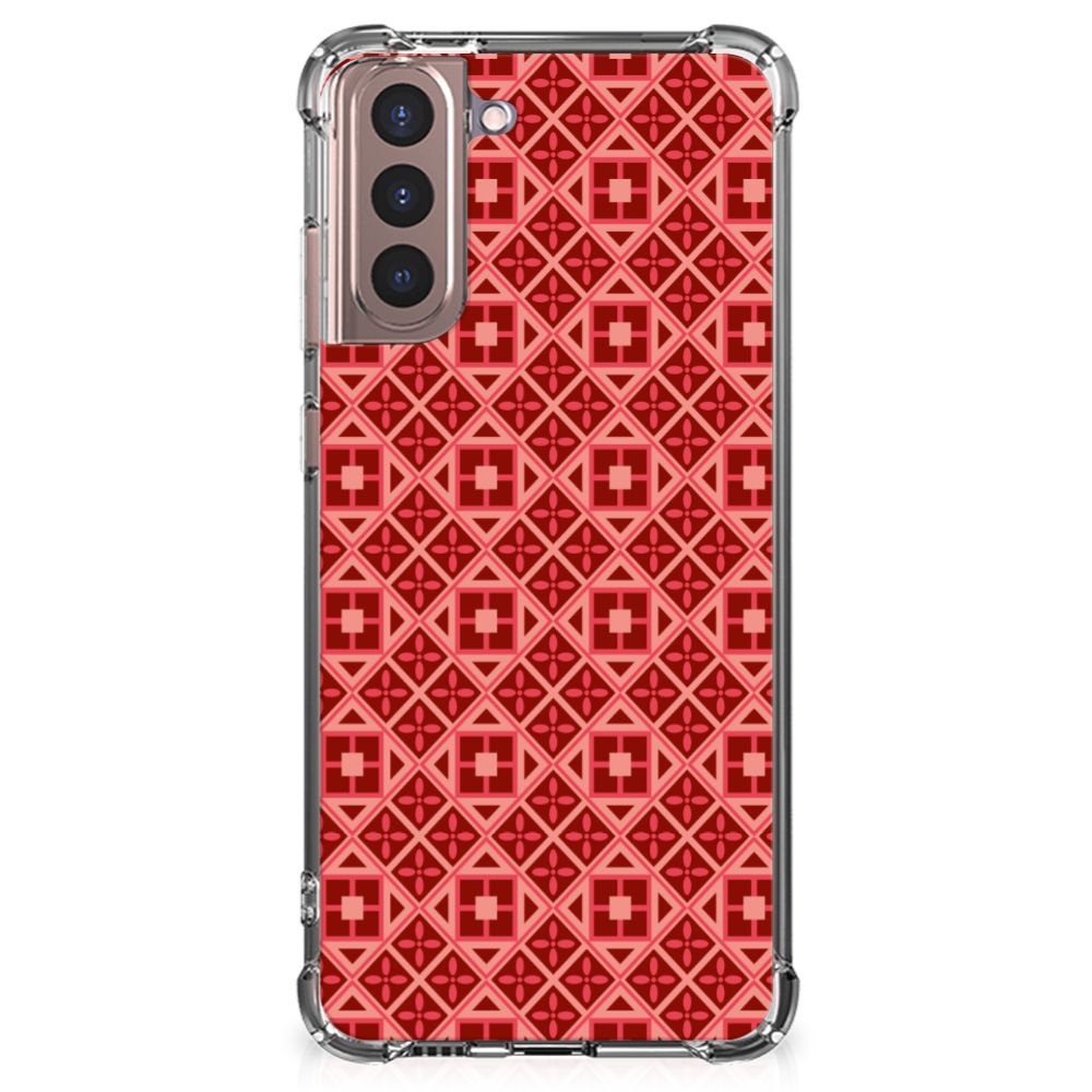 Samsung Galaxy S21 Plus Doorzichtige Silicone Hoesje Batik Rood