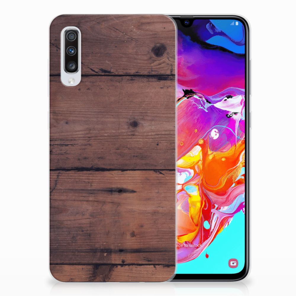 Samsung Galaxy A70 Bumper Hoesje Old Wood
