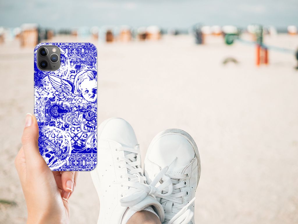 Silicone Back Case Apple iPhone 11 Pro Max Angel Skull Blauw