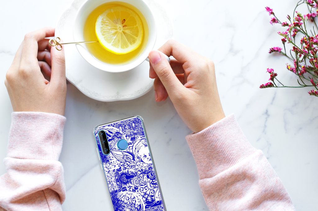 Extreme Case Huawei P30 Lite Angel Skull Blauw