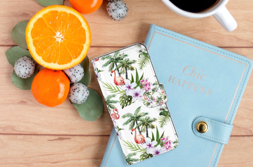 Samsung Galaxy A32 4G Telefoonhoesje met Pasjes Flamingo Palms