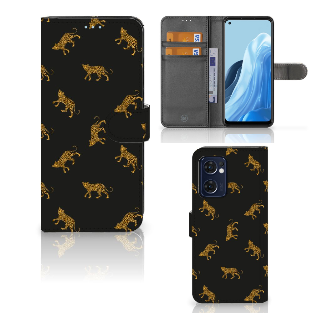 Telefoonhoesje met Pasjes voor OPPO Find X5 Lite | Reno 7 5G Leopards