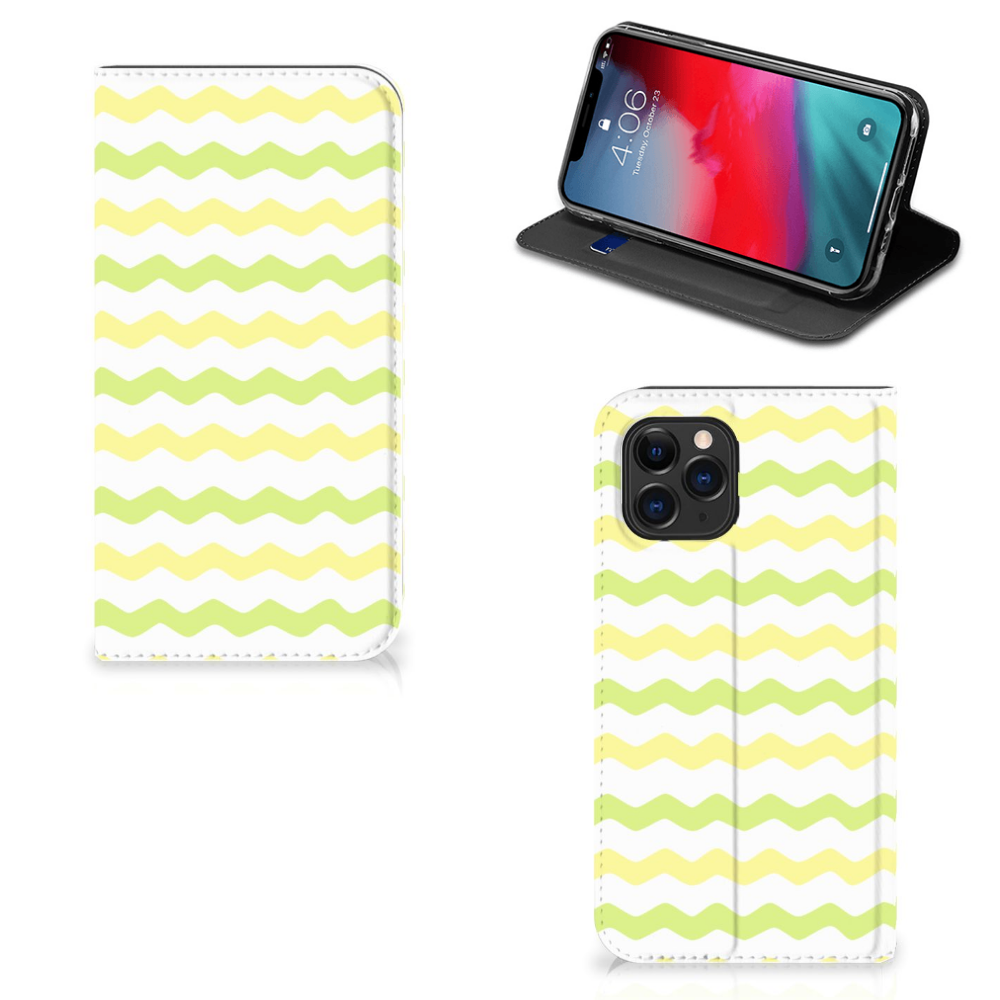 Apple iPhone 11 Pro Hoesje met Magneet Waves Yellow