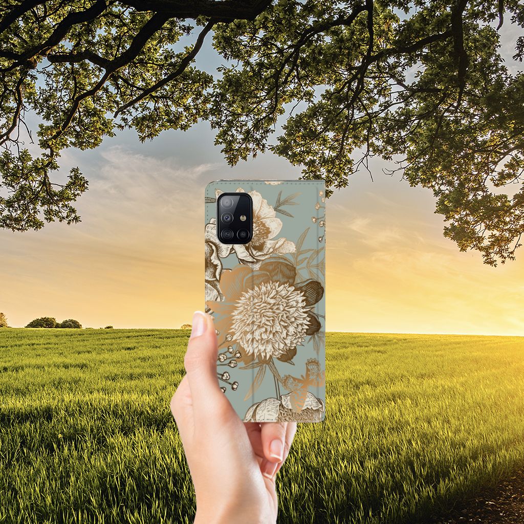 Smart Cover voor Samsung Galaxy A71 Vintage Bird Flowers - B2C Telecom