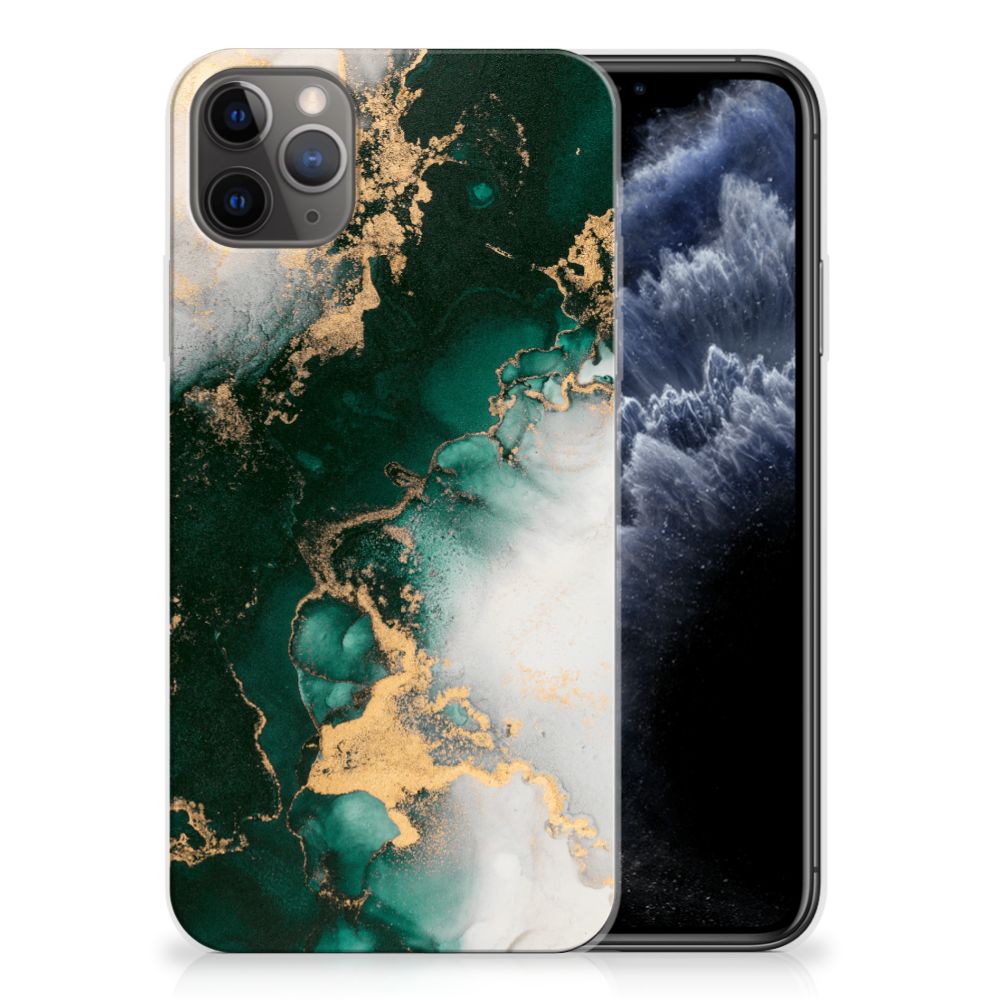 TPU Siliconen Hoesje voor Apple iPhone 11 Pro Max Marmer Groen