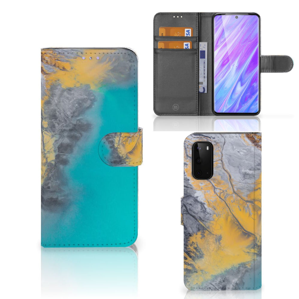 Samsung Galaxy S20 Bookcase Marble Blue Gold