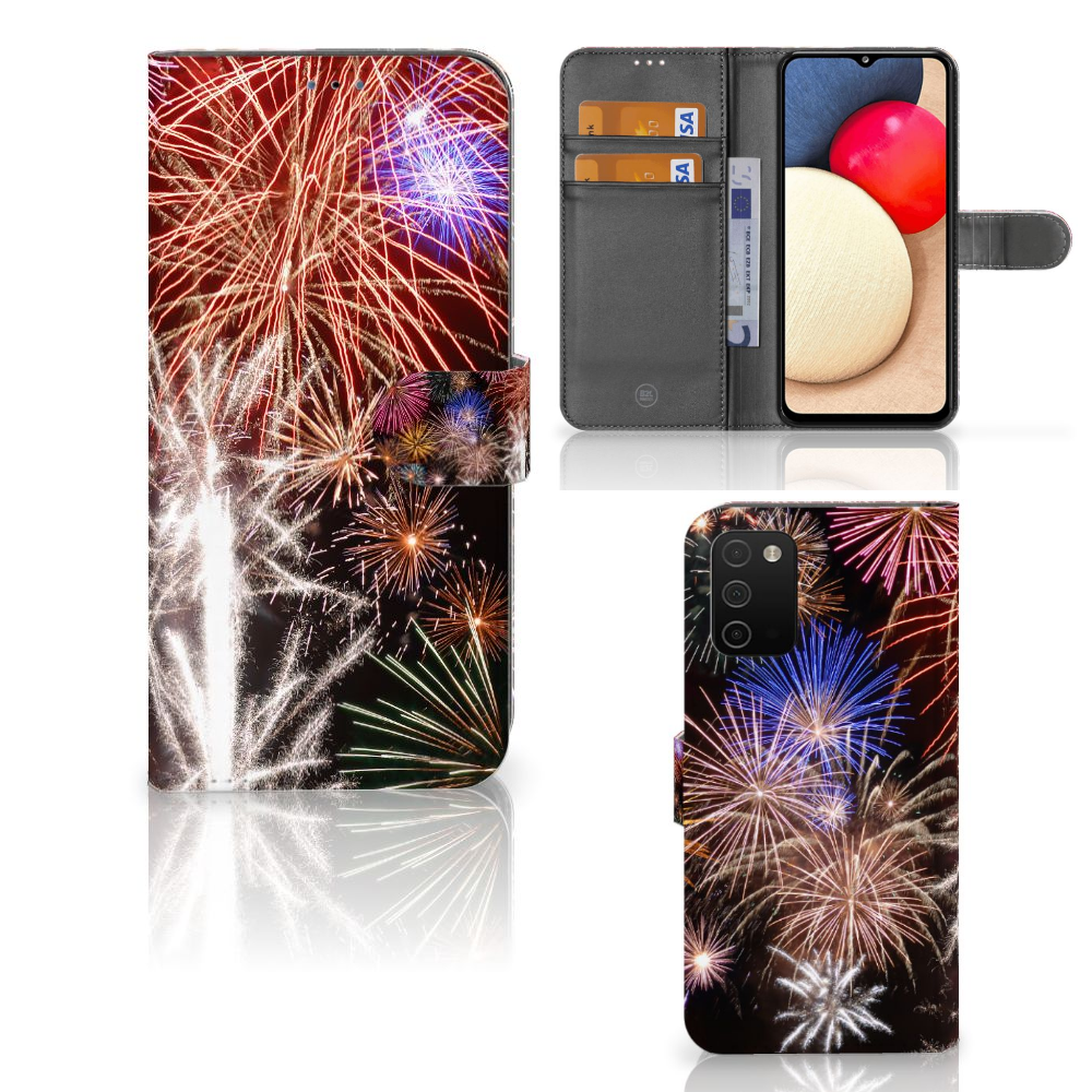 Samsung Galaxy A03s Wallet Case met Pasjes Vuurwerk