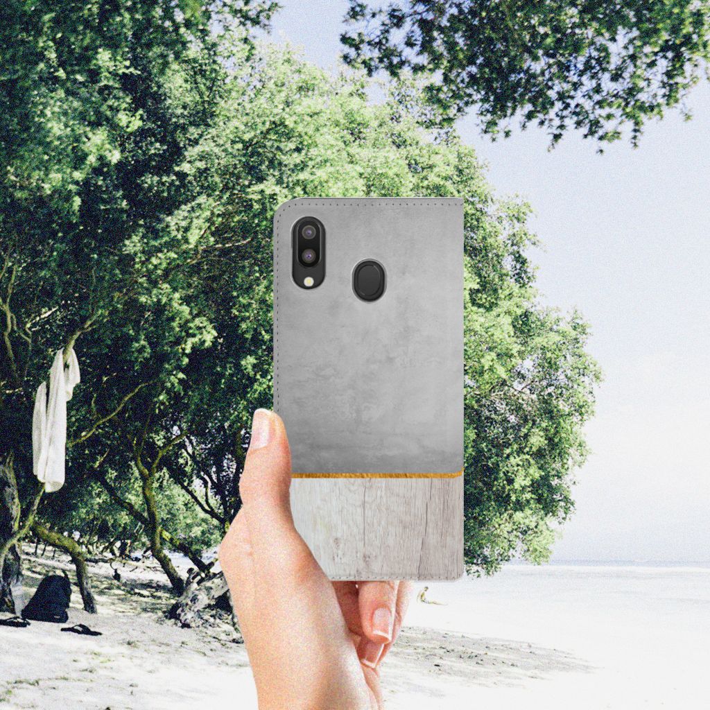 Samsung Galaxy M20 Book Wallet Case Wood Concrete