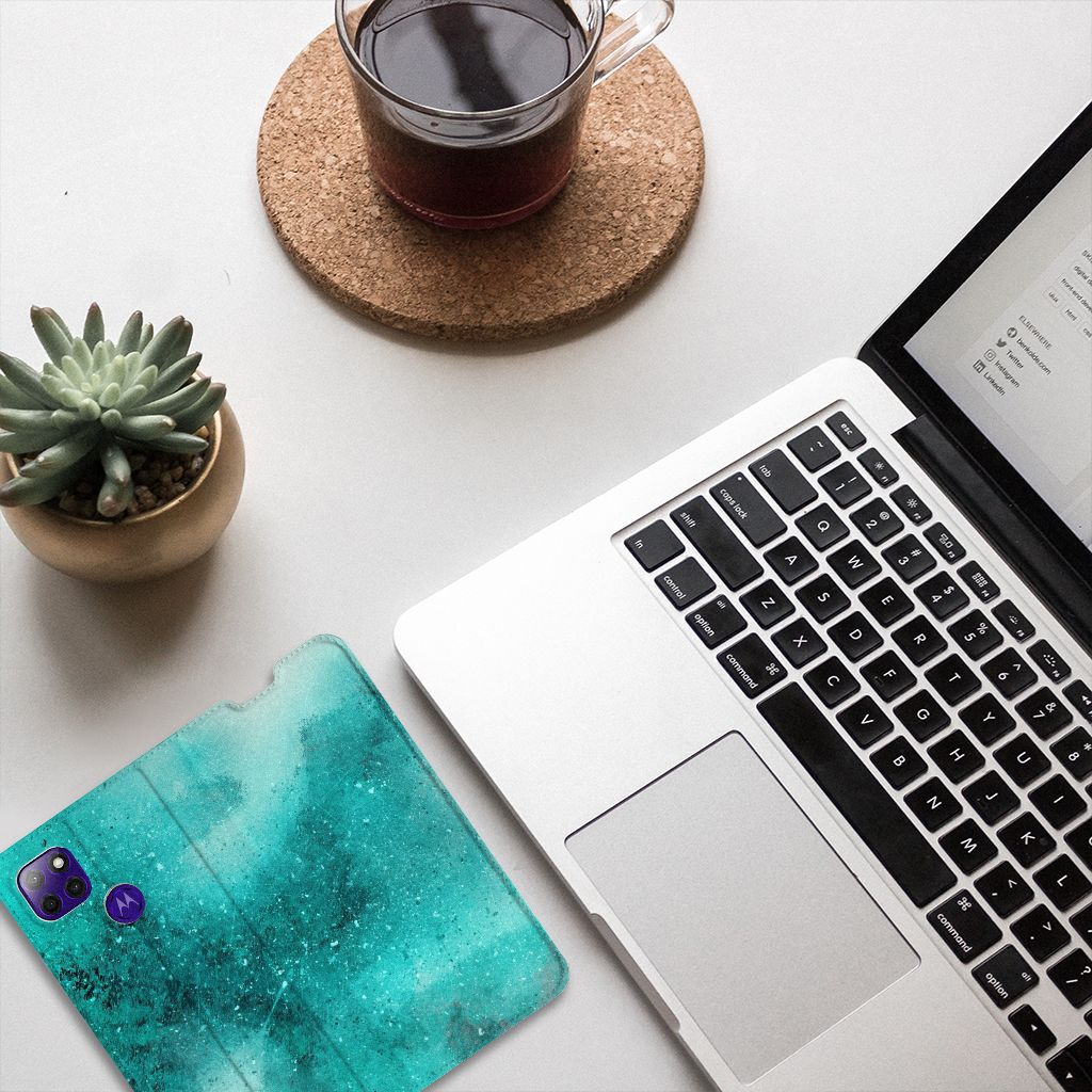 Bookcase Motorola Moto G9 Power Painting Blue