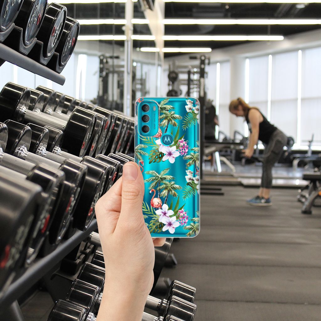 Motorola Moto G71 5G TPU Hoesje Flamingo Palms B2C Telecom