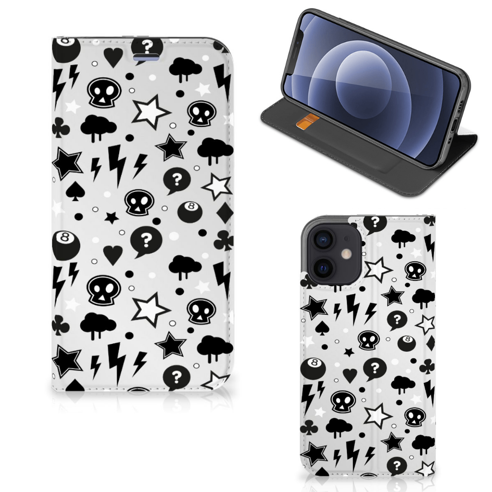 Mobiel BookCase iPhone 12 Mini Silver Punk - B2C Telecom