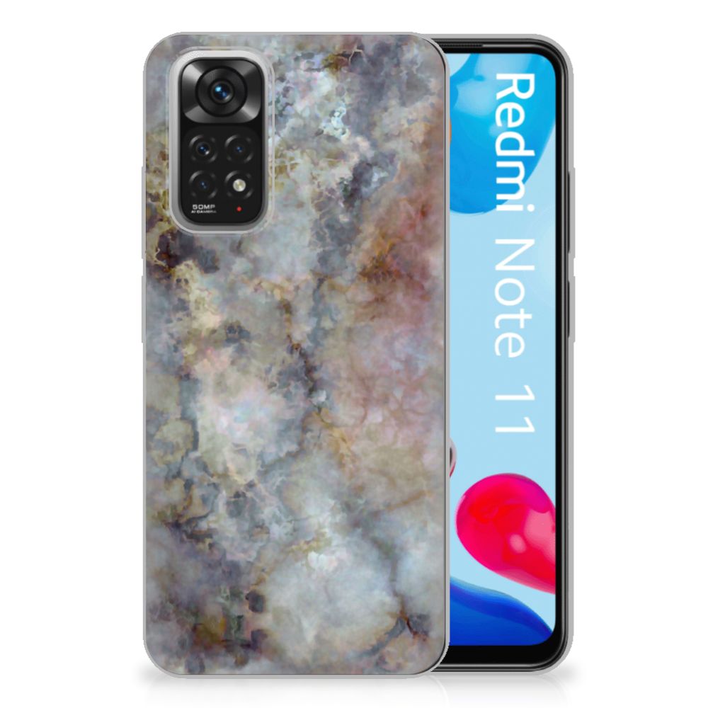 Xiaomi Redmi 10 | Redmi Note 11 4G TPU Siliconen Hoesje Marmer Grijs