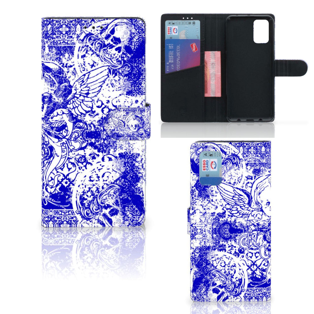 Telefoonhoesje met Naam Samsung Galaxy A02s | M02s Angel Skull Blauw