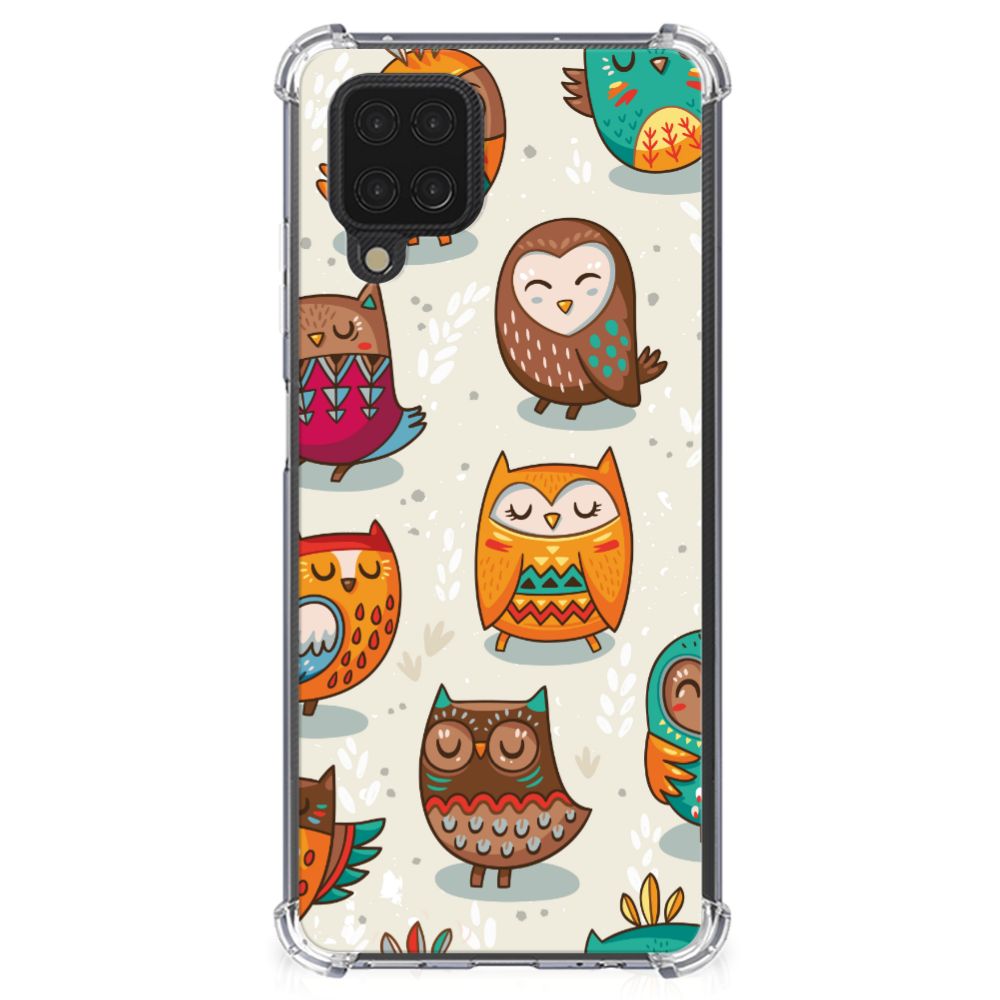 Samsung Galaxy A12 Case Anti-shock Vrolijke Uilen - B2C Telecom