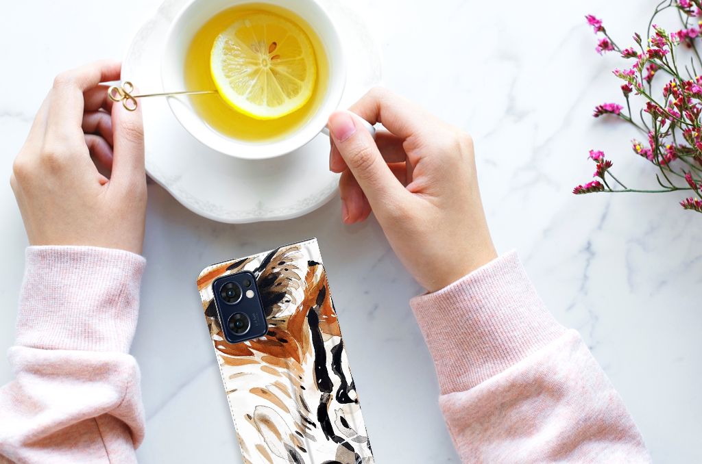 Bookcase OPPO Find X5 Lite | Reno7 5G Watercolor Tiger - B2C Telecom