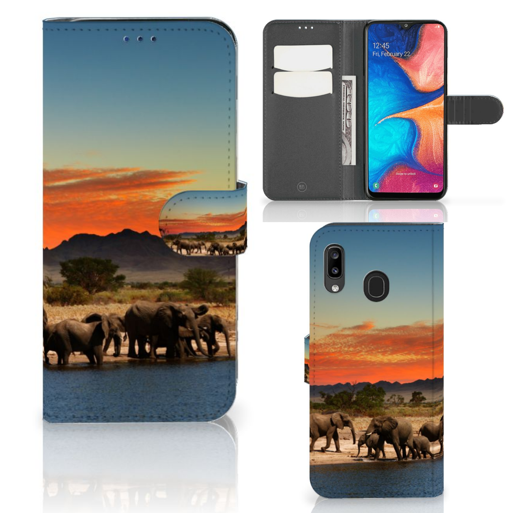 Samsung Galaxy A30 Telefoonhoesje met Pasjes Olifanten