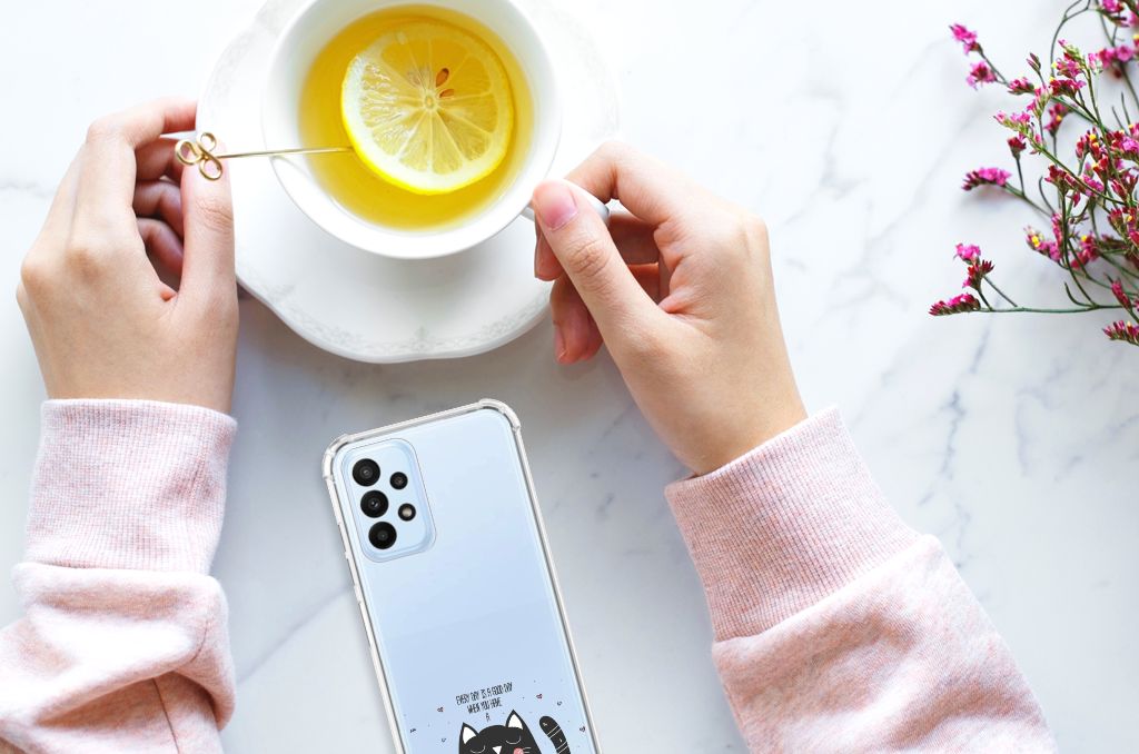 Samsung Galaxy A23 Stevig Bumper Hoesje Cat Good Day - B2C Telecom