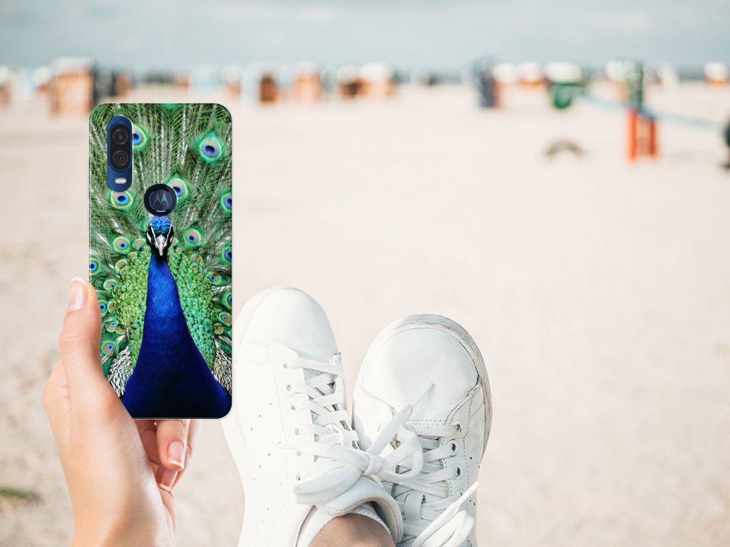 Motorola One Vision TPU Hoesje Pauw