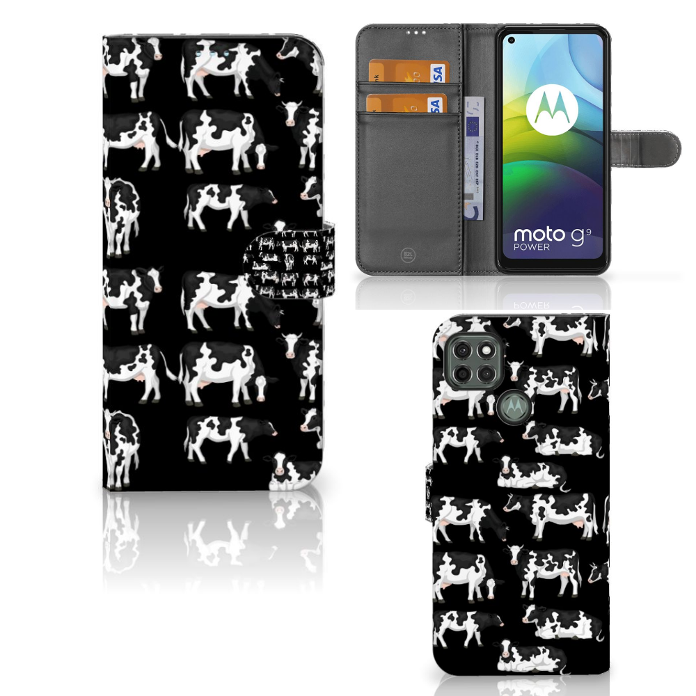 Motorola Moto G9 Power Telefoonhoesje met Pasjes Koetjes