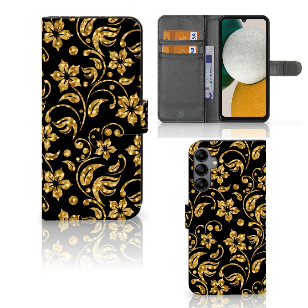 Samsung Galaxy A34 Hoesje Gouden Bloemen