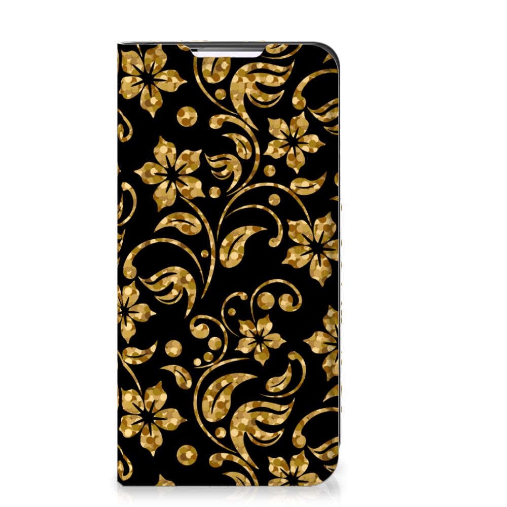 Samsung Galaxy S22 Smart Cover Gouden Bloemen - B2C Telecom